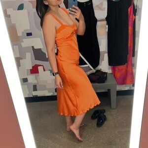 bebe Radiant Orange Midi Dress